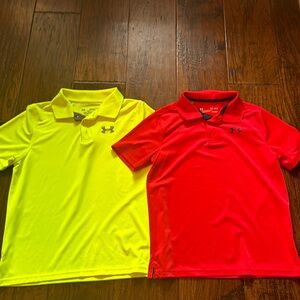 2 underarmour boys polo style shirt